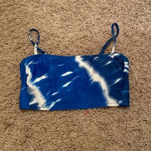 Xhilaration Blue and white, removable strap, tie-dye bikini top